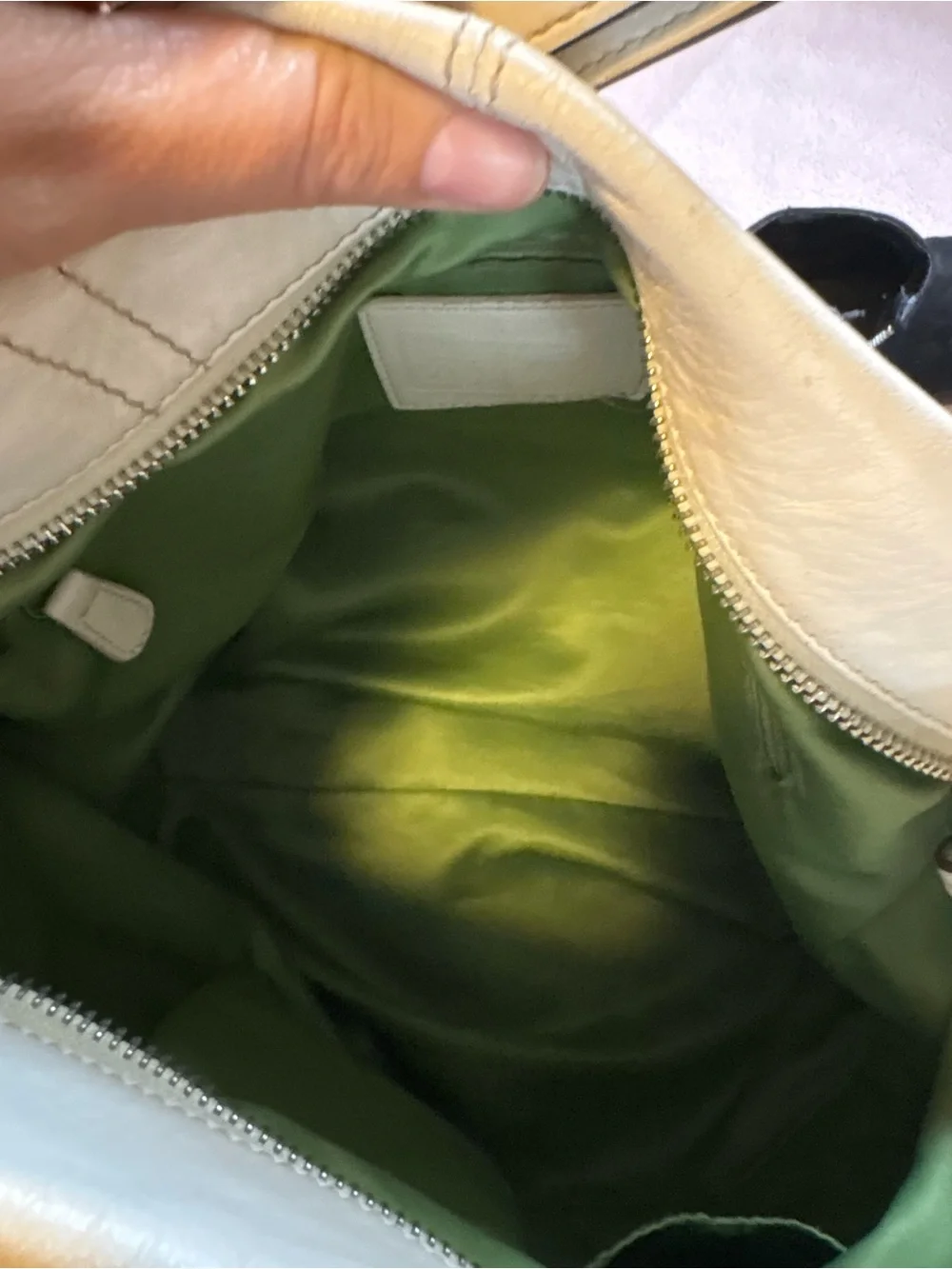 Coach Cream Leather Hobo with Circular Stitch Detail
